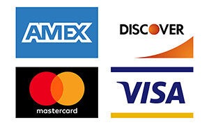 amex, discover, mastercard, visa credit cards accepted